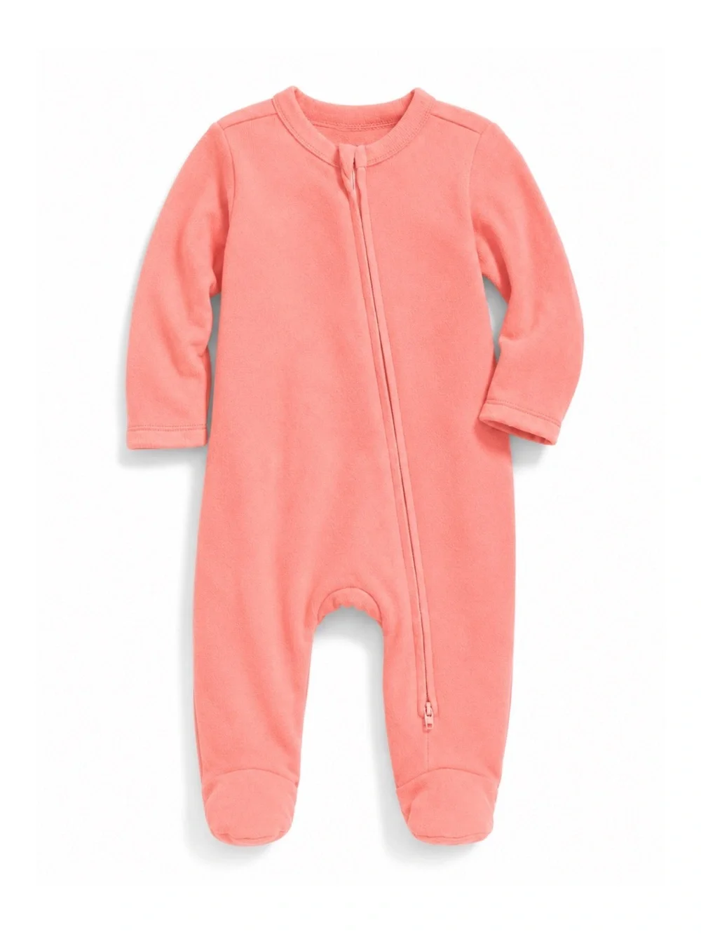 Old Navy Coral Two-Way Zip Cotton Footie Baby Girls Size 3-6M